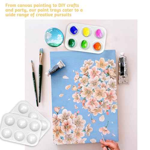Paint Tray Palettes Plastic Paint Pallets for Kids or Students Watercolor Palette Painting Tray for Painting Party, DIY Craft and Art Painting (50)