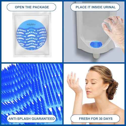 Urinal Screens Deodorizer 56 Pack Urinal Deodorizer Scented Urinal Screen Anti-Splash Urinal Screen for Urinals in Restrooms Restaurants Office Schools (28 Blue+28 Orange)