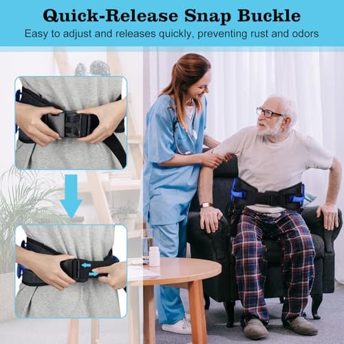 supregear Gait Belt - Anti-Slip Transfer Aid with 7 Handles and Quick-Release Buckle, Perfect for Senior Care, Black