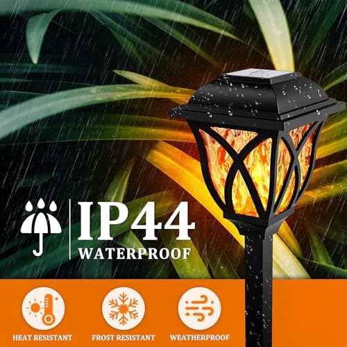 GIGALUMI Solar Lights Outdoor Waterproof, 8 Pack Flickering Flame LED Lights, Garden Decor for Yard, Patio, Landscape, Planter, Walkway, Transparent Cover