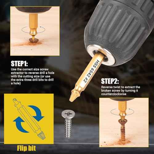 10 PCS Damaged Screw Extractor Set, 6 PCS HSS 6542 Screw Extractor Remover Kit and 4 PCS Twist Drill Bit Kit for Stripped Screws & Drill Bit Tools, Gifts for Men