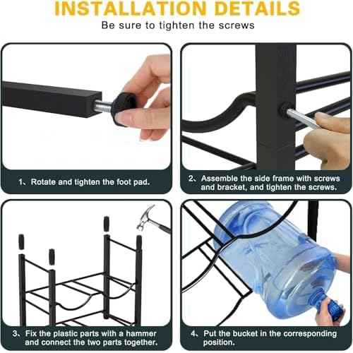 5 Gallon Water Bottle Holder for 6 Bottles, 3 Tiers Heavy-Duty Water Cooler Jug Rack with Reinforcement Frame for Home, Office, Restaurant