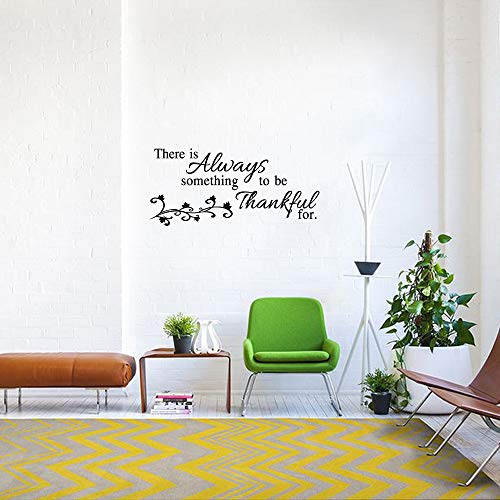 There is Always Something to be Thankful for - Pure Black Vinyl Decal Quotes Separated Letters Home D?cor Art Lettering Wall Sayings Inspirational Words Mural Motto