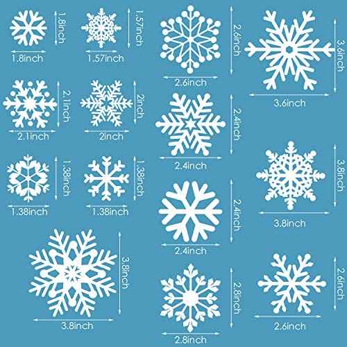 Tenare 305 Pieces Christmas Wall Decals Snowflakes Wall Stickers Xmas Silver and Winter Theme Snowflakes Winter Stickers Removable Home Decoration for Xmas Party