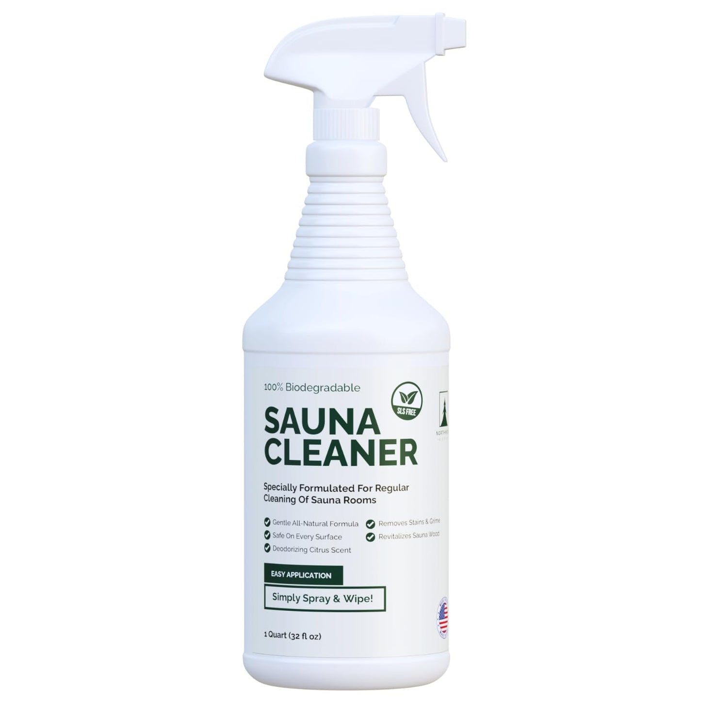 Northwood Sauna - Sauna Cleaner - Natural Wood Cleaner & Deodorizer - Ready-To-Use Spray - 1 Quart (32 Fl Oz)