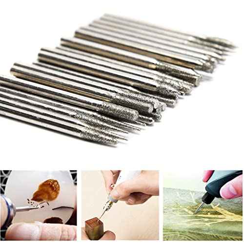 ?????? ???? 30 Pcs Diamond Burr Set, 3/32'' Shank Diamond Mounted Stone Carving Bits fits for Dremel Rotary Tools