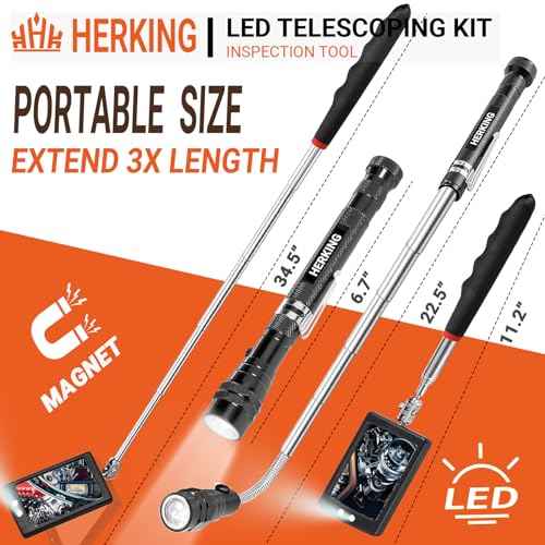 Valentines Day Gifts for Him Men Husband - Magnetic Pickup Tool and Extendable Mirror, Telescoping Magnet Flashlight, Mens Birthday Gifts for Dad from Daughter or Wife