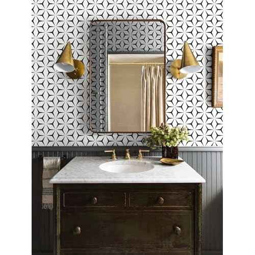 Heroad Wall Paper Peel and Stick Modern Black and White Wallpaper Peel and Stick Boho Geometric Contact Paper for Cabinets and Drawers Renter Friendly Self-Adhesive Removable Waterproof 17.7¡± x 118¡±