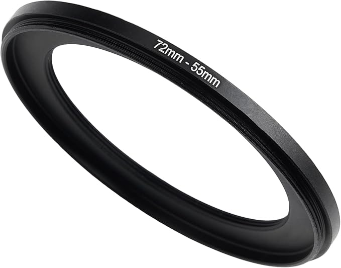 72mm to 55mm Step Down Ring Filter Adapter Applicable to All Brands of UV ND CPL Filter (72mm-55mm)