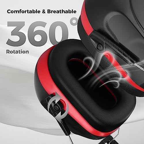 ProCase Noise Reduction Ear Muffs, Sound Proof Ear Protection, NRR 28dB Noise Cancelling Headphones for Adults Kids Autism, Hearing Protection for Mowing -2 Packs, Red