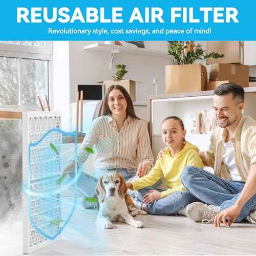 Reusable 14x14x1 Air Filter (MERV 8), 1 Foldable Frame + 6 Refills (Not Individual Filters), Greener HVAC AC Furnace Air Filters MPR 700&FPR 5(Actual Size:13.75"x13.75"x0.75")
