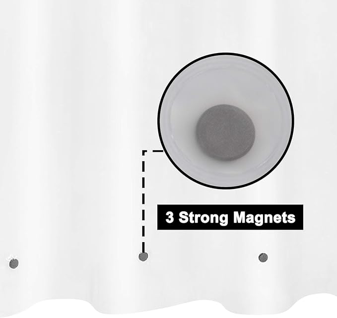 Barossa Design Frosted Shower Curtain Liner 69" x 70" with 3 Magnets - Waterproof PEVA Shower Liner for Bathroom/Stall, PVC Free, Metal Grommets - Frost, 69x70