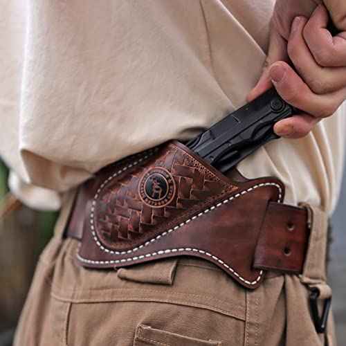 Tourbn Tourbon Leather Knife Sheath for Belt Pocket Folding Knife Holder Compact Draw Knifes Carrier EDC Tools Holster