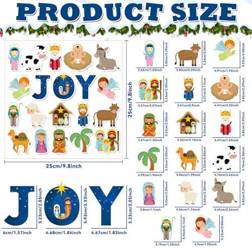 20 PCS Christmas Window Decor Nativity Thick Gel Clings Religious Christian Decoration Jesus Birth Window Clings Decals for Kids Toddlers Home Airplane Xmas Yuletide Party Classroom Nursery