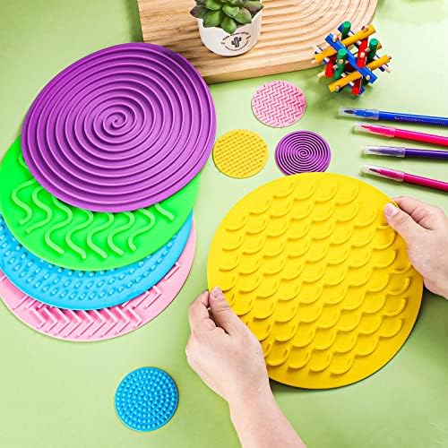 Lenwen 10 Pcs Sensory Discs Mat Sensory Stepping Circles Pads Textured Tactile Toys Stimulation for Calming Play and Early Learning Kids Matching Game Disorder Autistic Children ADHD(Candy Color)