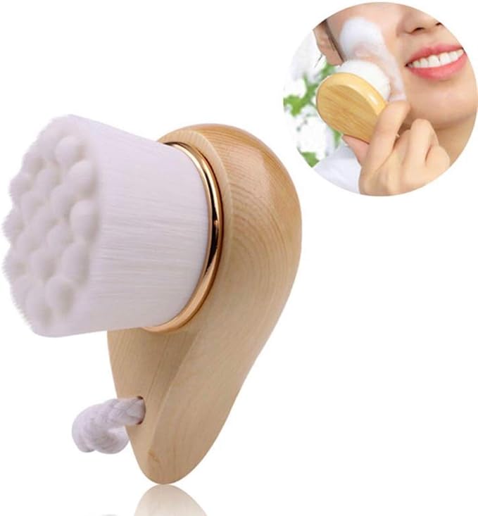 BeNat. Facial Bamboo Wood Handle Cleansing Brush. Extra-Soft Fiber Facial Brush. White.