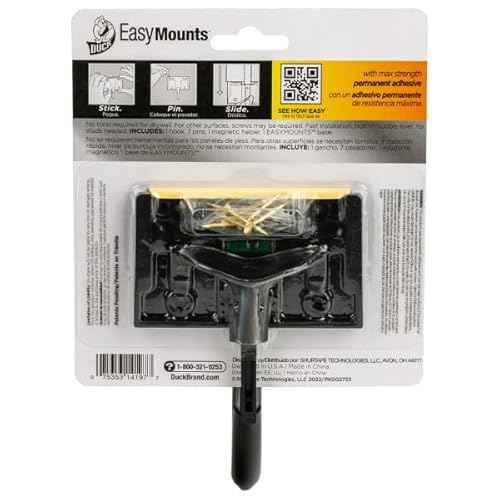 Duck Brand EasyMounts Garage Hooks Heavy Duty Wall Mount Hanging - Black, 2-Pack