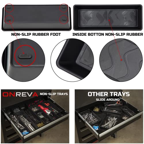 ONREVA Tool Box Organizer Tray Divider Set, Extra Large Toolbox Trays, Tool Box Organizers and Storage Kit, Rolling Tool Chest Drawer Bins, Hardware Screwdrivers Pliers Organization, 12pcs