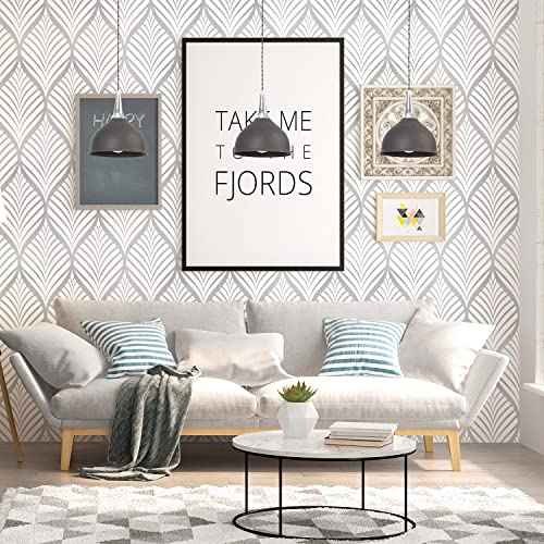 Silver & White Leaves Peel and Stick Wallpaper Texture Contact Paper Self Adhesive Leaf Stick on Removable Vinyl Roll for Home Decorative 17.7''x118''