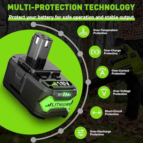 Upgraded 7.0Ah 2Packs P108 18Volt Replacement for Ryobi 18V Battery ONE+ Plus P102 P103 P104 P105 P107 P109 P122 PBP005 PBP004 PBP003 PBP002 RB18L50 BPL1820 Cordless Power Tools with LED Indicator