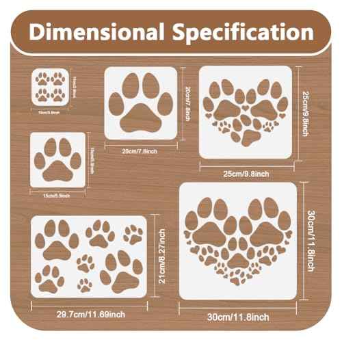 8Pcs Paw Print Stencils for Painting, Reusable Cat Dog Paw Stencil Drawing Templates, DIY Craft Paint Templates for Wall Home Decor Wood Burning Canvas Journal Card