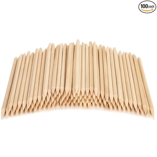 100PCS Orange Sticks for Nails 4.5 Inch - Wooden Cuticle Pusher & Remover Set - Non-Toxic, Skin-Safe - Wood Tools for Manicure & Pedicure - Disposable Set for Home & Salon - Won't Break Easily