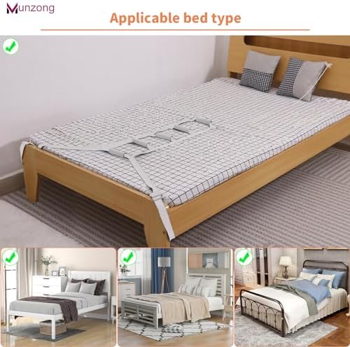Munzong Bed Ladder Assist 160 Inch, Grey Pull Up& Sit Up Assist Device, Assistive Bedside Straps w/ 5 Handle, Portable Rope Beds Ladder Helper for Elderly Senior Injury Handicap Patient Pregnant(4 m)