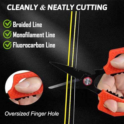 Eupheng 4.7" Pro Fishing Scissors for Braided Line Mono Fluorocarbon with Zinger Retractor Clip Dual Serrated Titanium Coating Blades for Non-Slip Grip Multifunction Fishing Shears with Bottle Opener