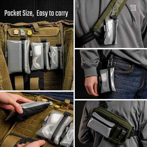 TACTICAL GEEK Storage A5 EDC Storage Pouch Set, Multi-Purpose Molle EDC Gadget Pouch, Multi-Functional Utility Small Tool Pocket,Luggage Organiser Divider Small Pouch Organizer for Daily Carry (White)