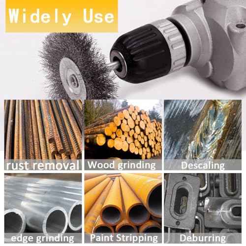 3PC Wire Brush for Drill Set 8 Pack, Wire Wheel for Drill with 1/4 Inch Hex Shank, Drill Wire Brush Set with Carbon Steel Wires for Removing Rust, Paint and Corrosion