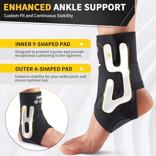 CAMBIVO Ankle Brace for Women & Men, Compression Ankle Support for Sprain & Strain, Achilles Tendonitis, Plantar Fasciitis & Recovery, Ankle Sleeve for Running, Basketball, Football, Daily Use