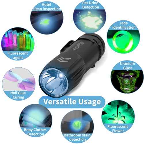 KunHe 10 Pack 365nm UV Flashlightt, Mini Rechargeable UV Light 3W for Pet Stain Detection, Hotel Cleaning, Resin Curing, Gem & Scorpion Inspection, Stocking Stuffers