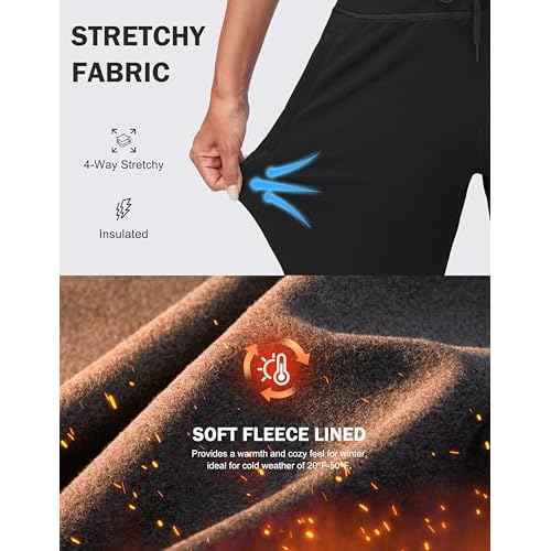 G Gradual Women's Fleece Lined Joggers High Waisted Water Resistant Thermal Winter Sweatpants Running Hiking Pockets