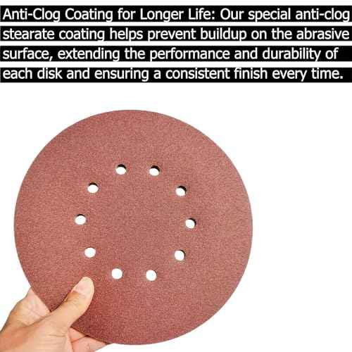10 Pack 9-Inch 10 Hole 40 Grit Drywall Sandpaper -9" Aluminum Oxide Hook-and-Loop Sanding Disc for ?Drywall Sander Wood Furniture Finishing¡¦