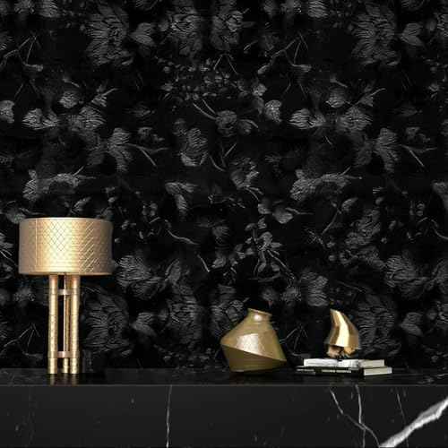 Black Peel and Stick Wallpaper 15.74" x 118.11" Embossed butterfly Vintage Textured Wall Paper Retro Solid Black butterfly Contact Paper Self Adhesive Wallpaper for Countertop Cabinets Bedroom