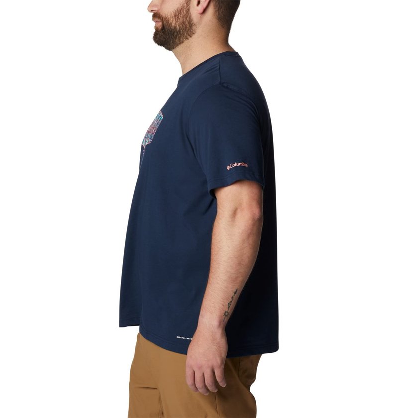 Columbia Men's Thistletown Hills Graphic Short Sleeve, Collegiate Navy HTHR/Wanderland Graphic, XX-Large