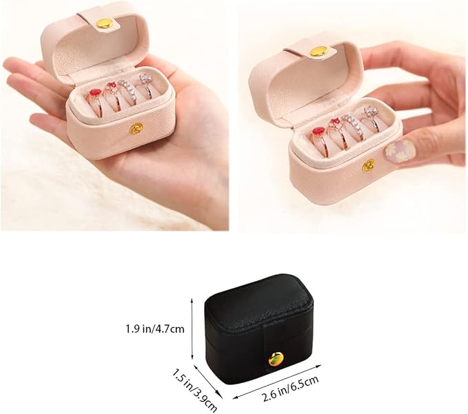 Travel Jewelry Ring Case,Small Jewelry Ring Box,Ring Holder,Mini Jewelry Case Portable Storage Case, for Women Girls, for Travel,Business,Wedding,Bridesmaid Gift (Black)