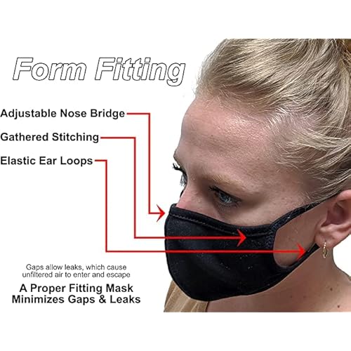 Universal Cloth Face Masks ? Reusable Dust & Allergy Masks ? 100% Cotton, 2 Layer, Washable, for Teens & Adults ? Protects from Dust, Pollen, Pet Dander & More (Black, Medium- Pack of 4)