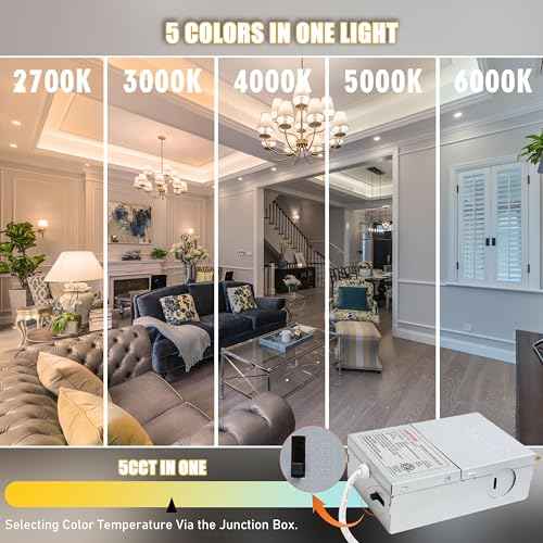 LAMPHOME 12-Pack of 4-Inch Slim LED Recessed Lights with Junction Box, Adjustable Color Temperatures (2700K-5000K), 9W Equivalent to 75W, Dimmable, 950LM Brightness - ETL and Energy Star Certified