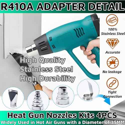 Heat Gun Nozzles Kit 4Pcs,35mm Bottom Soldering Gun Kit M18 Heat Gun Attachments Soldering Accessories Reflector Heat Resisting Stainless Steel for Hot Air Gun Soldering Station Nozzle Tool