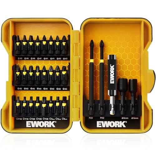 EWORK Screwdriver Bit Set 1/4 Hex Shank S2 Alloy Steel 29-Piece Magnetic Screwdriver Bits for Impact Driver with Tough Case