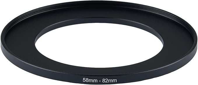 58mm to 82mm Step-Up Ring，58mm to 82mm Metal Step-Up Ring for All Brands 82mm UV ND CPL Filter