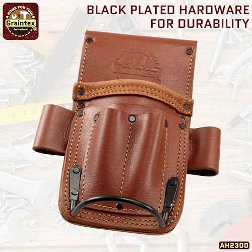 Graintex Ambassador Series 5 Pocket Multi Tool Holder, Top Grain Leather, Small Leather Pouch, Hammer Holder, Multipurpose Tool Belts for Men and Women, Ideal for Carpenters, Framers, Contractors
