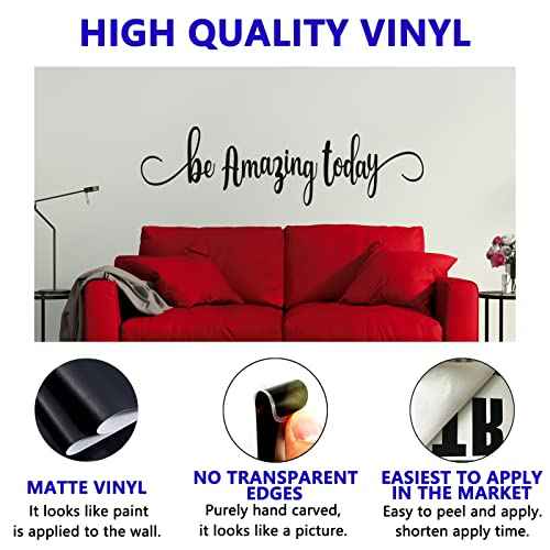 Bathroom Wall Stickers, Family Wall Decals, (Easy to Install), Wall Decor Quotes Home Bedroom Office Kitchen Love Teamwork Inspirational Women Men Positive Poster Signs Vinyl, Be Amazing Today 25"X7"
