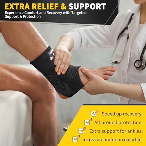 CAMBIVO Ankle Brace for Women & Men, Compression Ankle Support for Sprain & Strain, Achilles Tendonitis, Plantar Fasciitis & Recovery, Ankle Sleeve for Running, Basketball, Football, Daily Use