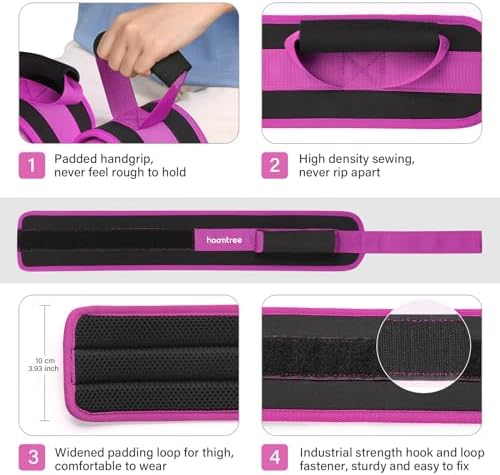 Leg Lifter Strap Set of 2 for Limited Mobility,Thigh Lifter Strap with Padded Grip and Loop,Knee Hip Surgery Recovery Aids for Disabled Eldly Get in and Out of Bed,Car,Wheelchair