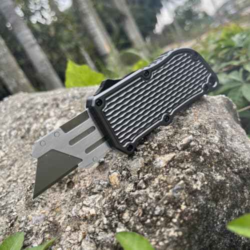 Retractable Box Cutters Utility Knife,Replaceable Blade Pocket Knife With Clip, With 5pcs Spare Blades,Lightweight Aluminum Handle for Outdoor And Indoor EDc, Camping & Survival