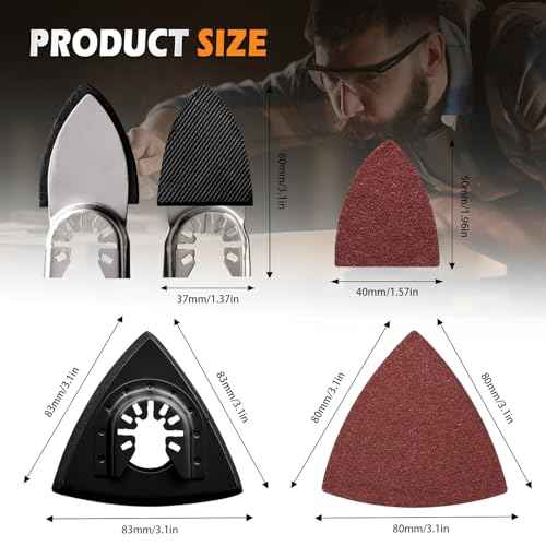 260pcs Oscillating Tool Sanding Pads Kit, 5pcs Triangle Sanding Pads and 5pcs Finger Sanding Pad, 250pcs Multitool Sandpaper Set, Multi Tool Sanding Attachment Fit for Finishing Wood