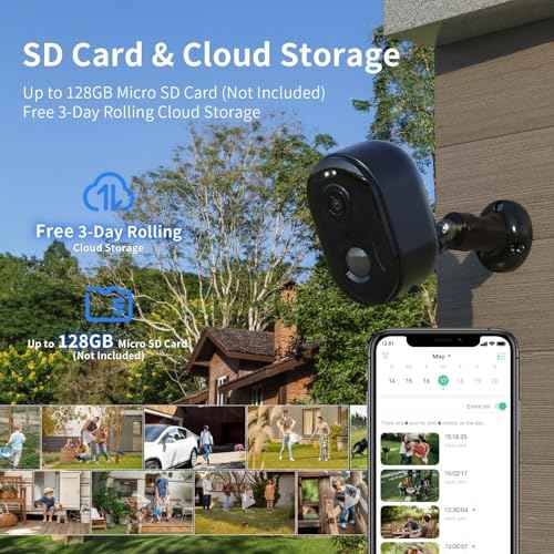 Security Cameras Wireless Outdoor, Battery Powered 2k WiFi Cameras for Home Security, Spotlight Color Night Vision, AI Motion Detection, Siren, Weatherproof, 2-Way Talk, Playback, SD/Cloud Storage