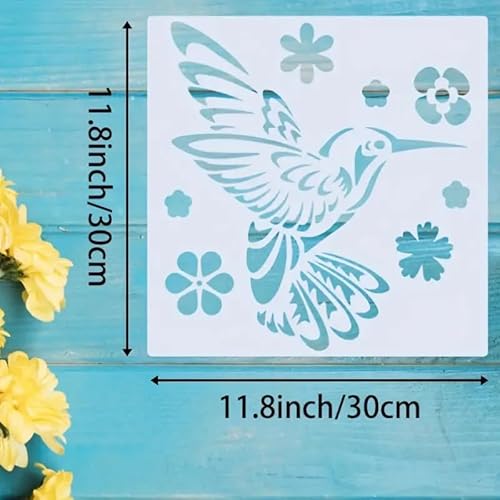 Hummingbird Bird Flower Wall Stencils Template Reusable Spray PaintStencils for Craft Painting On Wood Craft Canvas Walls Wood Furniture Decorations DIY Scrapbooking